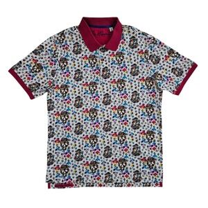 Robert Graham Mens Medium All Over Skull Polo Shirt Golf Short Sleeve New No Tag